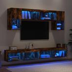 vidaXL 6-delige tv-wandmeubelset met LED bewerkt hout, Verzenden, Nieuw