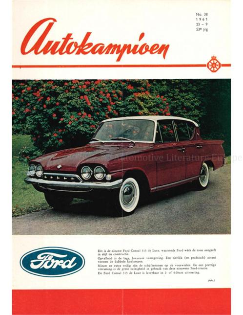 1961 AUTOKAMPIOEN MAGAZINE 38 NEDERLANDS, Livres, Autos | Brochures & Magazines