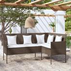 vidaXL Loungebank met kussens L-vormig poly rattan bruin, Tuin en Terras, Tuinsets en Loungesets, Verzenden, Nieuw