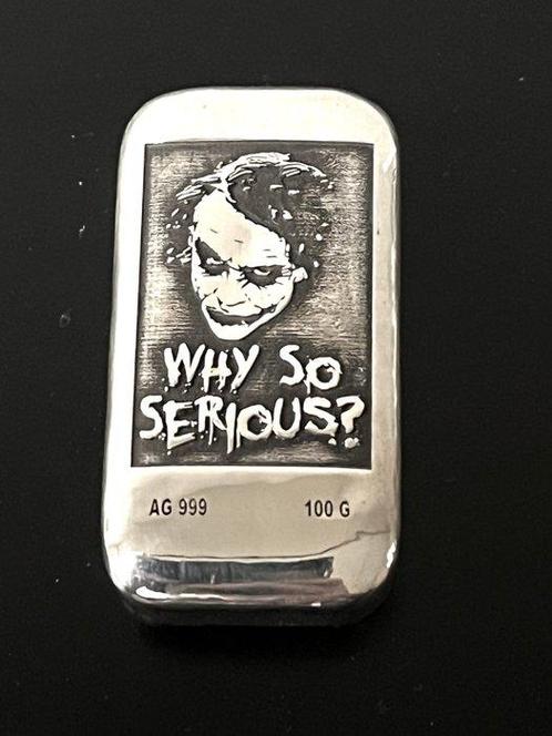 100 grammes - Argent .999 - -No Reserve- The Joker Why so, Postzegels en Munten, Edelmetalen en Baren