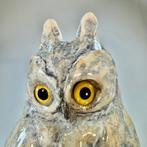 Grote unieke vintage uil 1940-50 in geglazuurde keramiek met, Antiek en Kunst