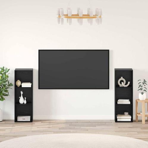 vidaXL Tv-meubelset 2 pcs Zwart eiken 107 x 35 x 37 cm, Huis en Inrichting, Kasten |Televisiemeubels, Nieuw, Verzenden