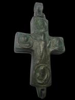 Byzantijns Brons Kruis - 95.3 mm, Antiek en Kunst