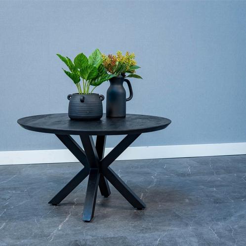 Salontafel Mangohout Tess Rond 70 Zwart, Huis en Inrichting, Tafels | Salontafels, Nieuw, Overige houtsoorten, Rond, Verzenden