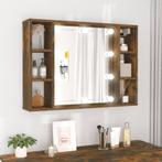 vidaXL Spiegelkast met LED-verlichting 76x15x55 cm gerookt, Verzenden, Nieuw