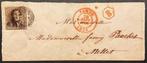 Belgique 1849 - Épaulette 1 - 10c oblitéré sur enveloppe, Gestempeld