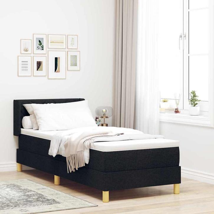vidaXL Boxspring bed met matras Zwart en Wit en Zwart 80 x, Huis en Inrichting, Slaapkamer | Bedden, Nieuw, Verzenden