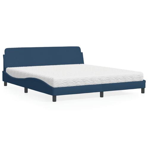 vidaXL Lit avec matelas bleu 180x200 cm tissu, Maison & Meubles, Chambre à coucher | Lits, Neuf, Envoi
