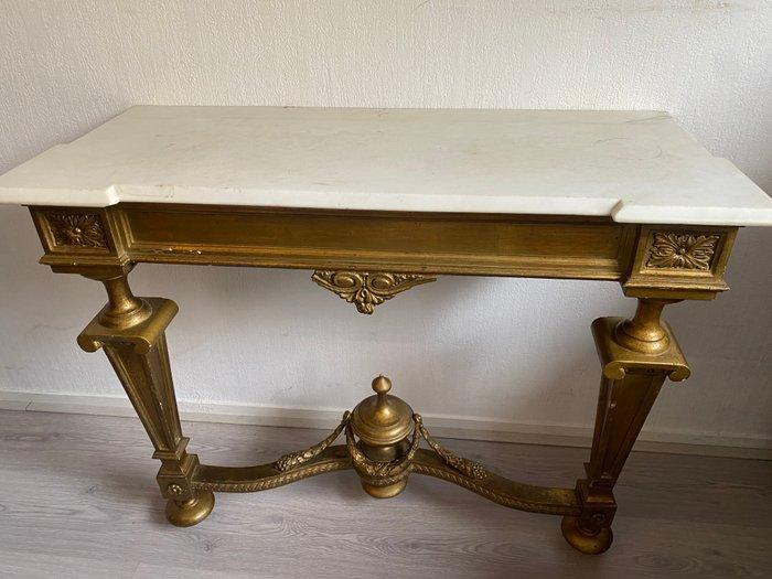 Console - table de console - Bois et marbre blanc, Antiek en Kunst, Antiek | Overige Antiek