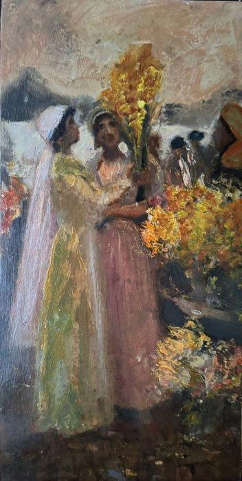 Italiaanse school (XX) - Donne dal fioraio, Antiek en Kunst, Kunst | Schilderijen | Klassiek