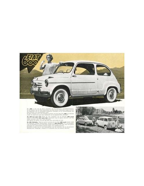 1958 FIAT 600 COACH & 600 MULTIPLA NEDERLANDS, Boeken, Auto's | Folders en Tijdschriften