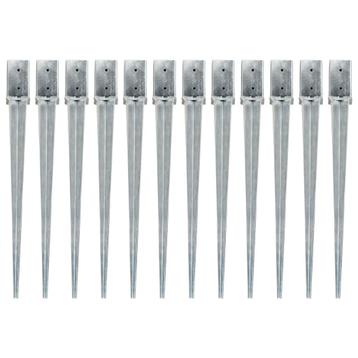 vidaXL Grondpinnen 12 st 8x8x91 cm gegalvaniseerd staal beschikbaar voor biedingen