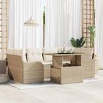 vidaXL Tuinbank Set 7 pcs Beige 100 x 55 x 73 cm Poly rattan, Verzenden, Nieuw