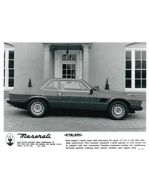 1980 MASERATI KYALAMI PERSINFORMATIE ENGELS, Boeken, Auto's | Folders en Tijdschriften