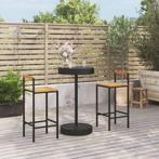 vidaXL 3-delige Tuinbarset poly rattan en massief acaciahout, Tuin en Terras, Verzenden, Nieuw