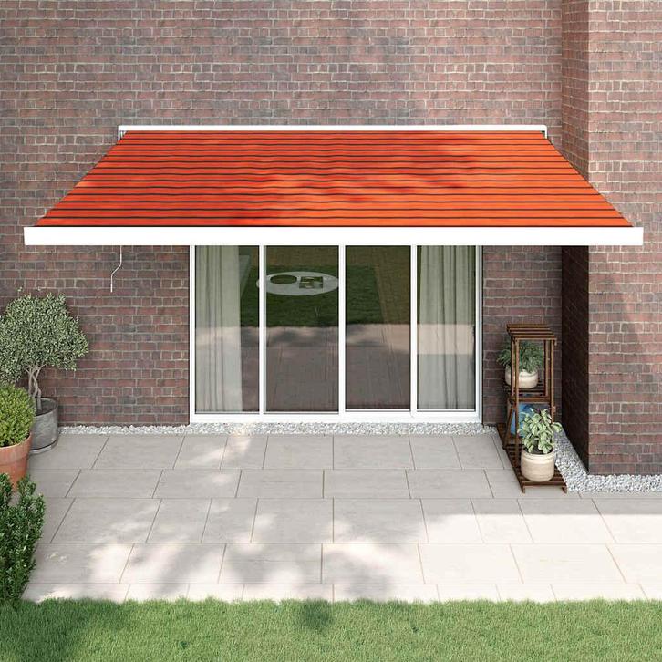 vidaXL Luifel uittrekbaar 4,5x3 m stof en aluminium oranje, Tuin en Terras, Zonneschermen, Nieuw, Verzenden