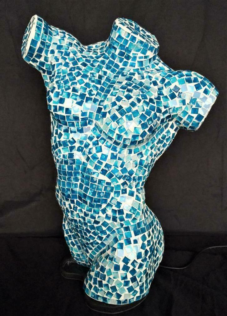 Sfeerlampen Mannelijke torso mozaiekglas, handgemaakt,Bali, Huis en Inrichting, Lampen | Tafellampen, Nieuw, Glas, Kunststof, 50 tot 75 cm