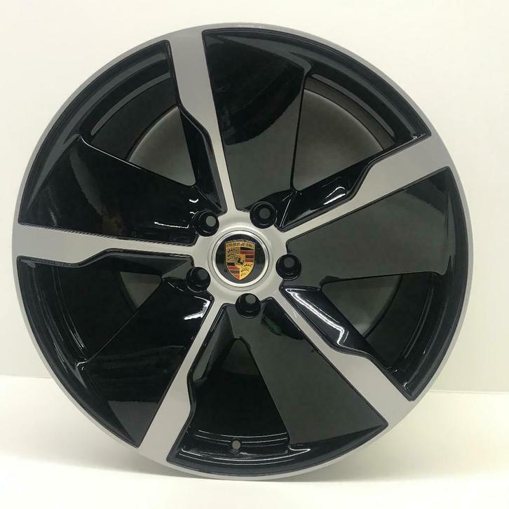 Porsche Taycan 21 Exclusive Design zwart/zilver met banden, Auto-onderdelen, Banden en Velgen, 21 inch, Zomerbanden, 305 mm, Personenwagen