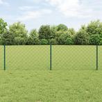 vidaXL Kettinglink Hek met 22 U Palen Groen 0.6x25 m Staal, Tuin en Terras, Verzenden, Nieuw