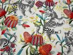 Tissu en coton élégant avec motif exotique et fleurs, Antiquités & Art