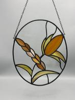 Glas-in-loodraam - 1950-1960 - Bloemenmotief Aardetint, Antiek en Kunst
