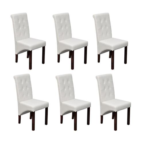 vidaXL Chaises à manger lot de 6 blanc similicuir, Maison & Meubles, Chaises, Neuf, Envoi