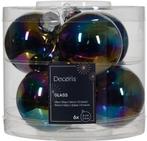 Kerstballen Glas Zwart Iris Shiny Glans 6 cm koker 6 stuks