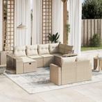 vidaXL 10-delige Loungeset met kussens poly rattan beige, Tuin en Terras, Verzenden, Nieuw, Loungeset