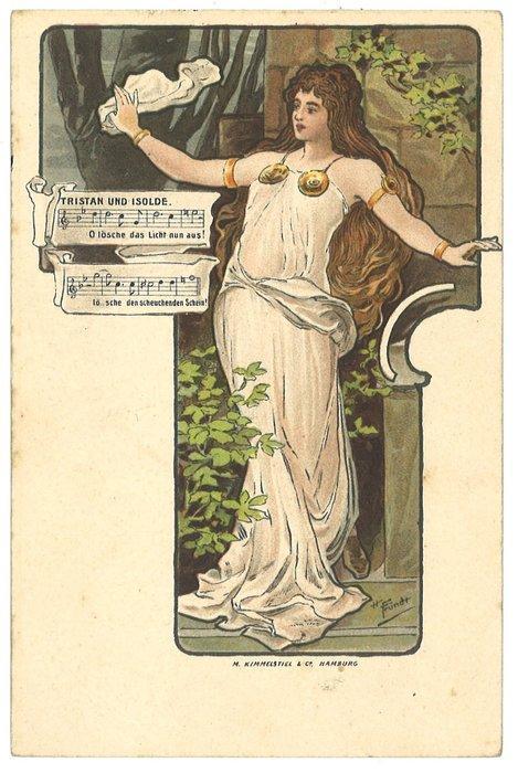 H. Frundt (H. Fründt) - Tristan and Isolde - Signed Original, Antiek en Kunst, Kunst | Designobjecten