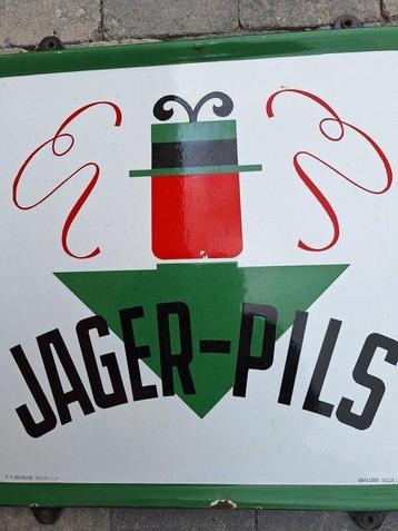 Emaillerie Belge - Plaque émaillée Jager Pils - Emaille, Antiek en Kunst