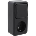 Q-LINK wandcontactdoos mat zwart met wisselschakelaar, Verzenden, Nieuw