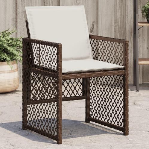 vidaXL Tuinstoelen 4 st met kussens poly rattan bruin, Tuin en Terras, Tuinstoelen, Nieuw, Verzenden