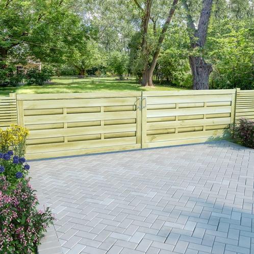 vidaXL Poorten 2 st 150x75 cm geïmpregneerd grenenhout groen, Tuin en Terras, Tuinpoorten, Nieuw, Verzenden