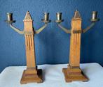 Kandelaar (2) - Hout, Messing - Amsterdamse School
