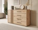 Meubella Dressoir eiken 138 cm - 1 deur 4 lades, Verzenden, Nieuw, 25 tot 50 cm, 100 tot 150 cm