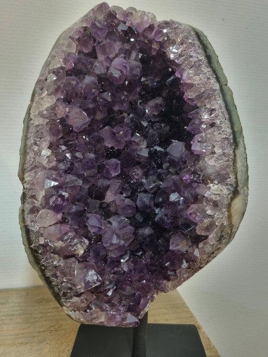 HQ Amethyst geode on luxury steel stand - Hoogte: 240 mm -, Verzamelen, Mineralen en Fossielen