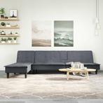 vidaXL Slaapbank L-vormig 255x140x70 cm fluweel donkergrijs, Huis en Inrichting, Zetels | Zetels, Verzenden, Nieuw