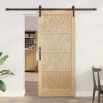 vidaXL Schuifdeur Naturel en zwart 86 x 198.5 cm, Doe-het-zelf en Bouw, Deuren en Vliegenramen, Verzenden, Nieuw