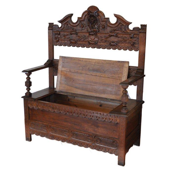 Gangbankje - Walnoot - Veneziana, zeldzaam uit de 19e eeuw., Antiek en Kunst, Antiek | Overige Antiek