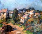 Georges Binet (1865-1949) - Paysage de Provence village et, Antiek en Kunst