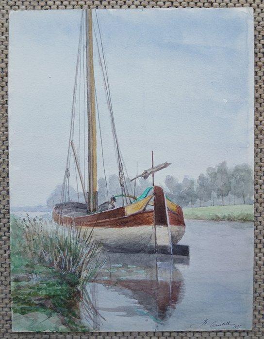 Albert Castille (XIX-XX) - Langs het kanaal - omgeving Damme, Antiek en Kunst, Kunst | Schilderijen | Klassiek