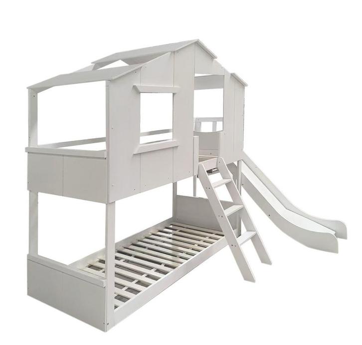 Stapelbed met glijbaan - bedhuisje 90x200 voor kinderen -..., Kinderen en Baby's, Kinderkamer | Bedden, Nieuw, Ophalen of Verzenden