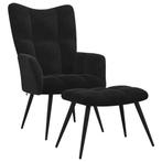 Relaxzetel met Voetenbank Zwart Fluweel | Retour Deal, Huis en Inrichting, Verzenden, Minder dan 75 cm, Nieuw, Modern