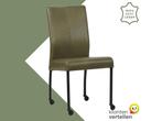 Leren eetkamerstoel Comfort met wieltjes - Granada Moss, Huis en Inrichting, Stoelen, Overige kleuren, Nieuw, Leer, Ophalen of Verzenden