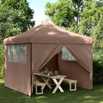 vidaXL Partytent inklapbaar pop-up met 4 zijwanden bruin, Verzenden, Nieuw