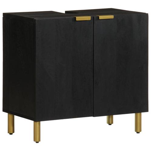 vidaXL Wastafelkast 62x33x58 cm bewerkt hout zwart, Huis en Inrichting, Badkamer | Badkamermeubels, Nieuw, Verzenden