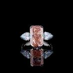 Ring - 14 karaat Witgoud - 9.20ct. tw. Roze Diamant (Fancy, Nieuw