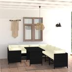 vidaXL 9-delige Loungeset met kussens poly rattan zwart, Tuin en Terras, Tuinsets en Loungesets, Verzenden, Nieuw, Loungeset