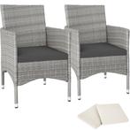 tectake 2 Wicker tuinstoelen met 4 kussenhoezen - lichtgrijs, Tuin en Terras, Verzenden, Nieuw