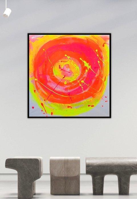 Stefanie Raus - Neon Circle I 908 XXL, Antiek en Kunst, Kunst | Schilderijen | Modern